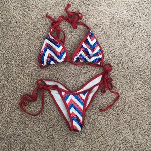 USA sequin bikini by Sweet Revenge small chevron